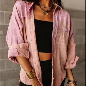 Mindy Meas Market Ripley Button Down Pink